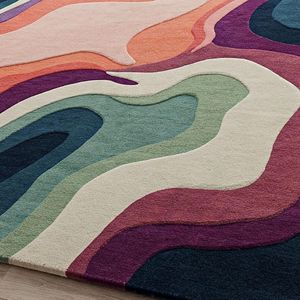 พรมขนสัตว์รูปทรงสี่เหลี่ยมผืนผ้า งานฝีมือศิลปะสมัยใหม่ สีสันสดใส ลวดลายนามธรรม สำหรับตกแต่งพื้นห้องนั่งเล่น ตกแต่งบ้าน และปิกนิก - Product Image 5