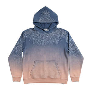 Sweat-shirts à capuche pour hommes en molleton 100% coton, délavés au soleil, poches kangourou, pierres de cristal personnalisées, vêtements d'hiver pour hommes, OEM - Product Image 4