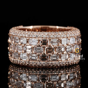 Nouvelle bague Hip Hop en diamant Moissanite taille baguette et ronde brillante à la mode glacée en or jaune 10 carats - Product Image 6