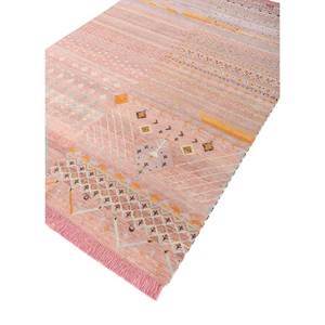 พรมลายเรขาคณิต Freedom Manchaha ทำจากขนสัตว์และไหมไผ่ ทอมือแบบ Flat Weave สำหรับห้องนั่งเล่น สีแดงและสีส้ม-Les-8190 - Product Image 2