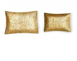 Bandeja DE SERVICIO DE METAL DE ACERO INOXIDABLE superventas, mango dorado, acabado de recubrimiento en polvo blanco, diseño elegante para bandejas decorativas - Product Image 3