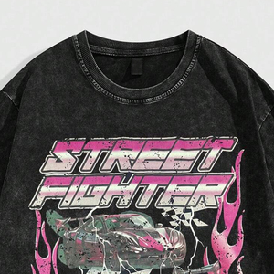 Tendance hommes été décontracté à manches courtes T-Shirts avec lettre et impression de voiture T-Shirt uni 100% coton goutte épaule T-Shirt hommes - Product Image 3