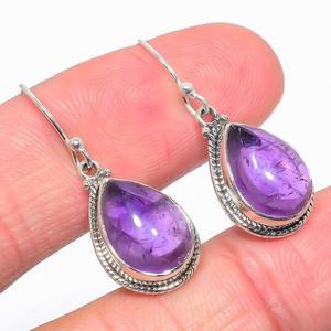 925 boucles d'oreilles classiques en argent massif bijoux pour femmes 925 argent Sterling améthyste pierres précieuses Style Boho boucles d'oreilles faites à la main cadeau - Product Image 2