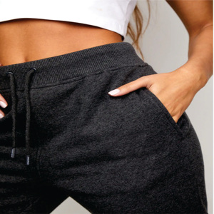 Tissu jersey doux coupe ajustée 65% coton 35% Polyester Script Slouch Jogger Charcoal Marl Bas de survêtement pour femme - Product Image 5
