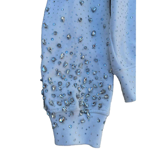 2025 negro Rhinestone Zip-Up Hoodie Sparkling Crystal Streetwear hombres Hoodie Casual 100% algodón Drop Shoulder Hoodies para Unisex - Product Image 4