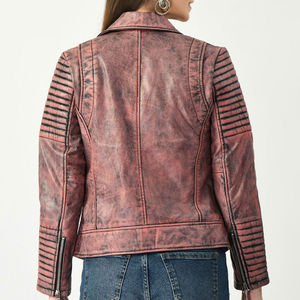 Veste en cuir personnalisable pour femmes avec fermeture éclair sur le devant, manches longues, vêtement d'extérieur tendance, parfait pour les tenues d'automne et le style de bureau - Product Image 4