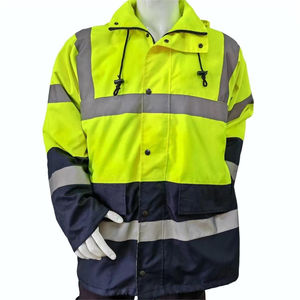 Veste de travail tactique personnalisée jaune Hivi haute visibilité réfléchissante argentée imperméable à capuche Softshell avec doublure en polaire - Product Image 1