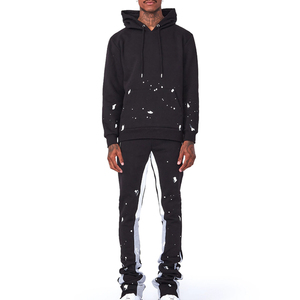 Qualité supérieure 100% coton coupe ajustée survêtement évasé empilé vêtements actifs OEM haute qualité vêtements de rue survêtement ensembles respirants - Product Image 1