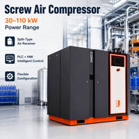 Compresseur d'air à vis stationnaire de type split, refroidi par air, lubrifié, à économie d'énergie, avec contrôle PLC pour machine CNC/emballage