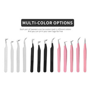 Pinces à épiler pour extensions de cils en acier inoxydable de haute qualité, pointe pointue, pointe en fibre, prix bas, marque privée, outil de beauté, utilisation en salon - Product Image 5