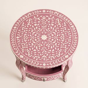 Floral Pattern Bone Inlay Side Table With 1 Drawer Handmade Wooden side Table Nightstand Table bedroom Furniture Home Decor - Product Image 3