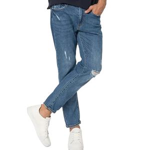 กางเกงยีนส์ผู้ชายทรงหลวมเอวกลาง ขาบาน แต่งยับสไตล์วินเทจ คุณภาพสูง รุ่นใหม่  แบบย้อมสีเอซิด  รับสั่งตัดเย็บ  รักษ์โลก ไซส์ใหญ่พิเศษ - Product Image 4