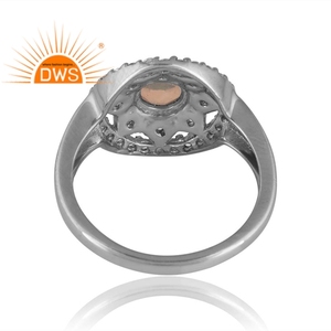 แหวนพลอยบุษราคัมสีขาวชุบเงินแพลเลเดียมจากเอธิโอเปียและโอปอลจากเอธิโอเปียดีไซน์ใหม่สำหรับผู้หญิงออกแบบตามต้องการ - Product Image 2