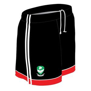 Pantalones cortos unisex de cintura media poliéster negro sólido sublimación diseño de punto logotipo personalizado servicio OEM pantalones cortos calientes para hombres y mujeres - Product Image 1