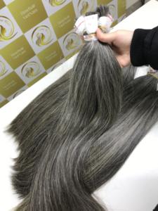Extensiones de Cabello Humano Vietnamita Remy de Alta Calidad, Color Gris Natural, Sin Procesar, Cutícula Alineada, con Cinta Adhesiva, Doble Trama - Product Image 4