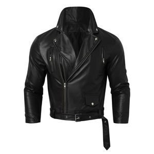 Chaqueta elegante de cuero Pu para hombre, prendas de vestir de otoño e invierno, chaqueta para montar en motocicleta, cremallera, cinturón con cordón, abrigo de lluvia a prueba de viento - Product Image 5