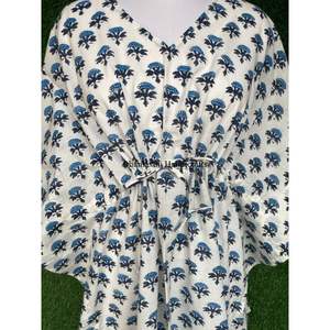 Venta al por mayor vestido de algodón indio verano largo Kaftan vestido Boho Hippie vestido largo Floral Buti estampado caftán ropa de noche playa Caf - Product Image 6