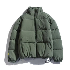 2025 Customizable Men's High Street Style Winter Puffer Jacket Breathable <b>Waterproof</b> <b>Warm</b> Stand Collar Front Logo Letter Pattern - Product Image 4