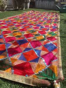 Punjabi เจ้าสาว Phulkari chadar กับ4แท่งแบบดั้งเดิมของซิค์รายการแต่งงาน dupatta ที่กำหนดเอง fulkari chaddar vivaah และการตกแต่ง - Product Image 4