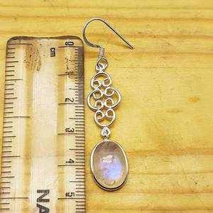 Naturel belle haute qualité arc-en-ciel pierre de lune Designer 925 boucle d'oreille en argent avec Jali travail article cadeau en gros - Product Image 6