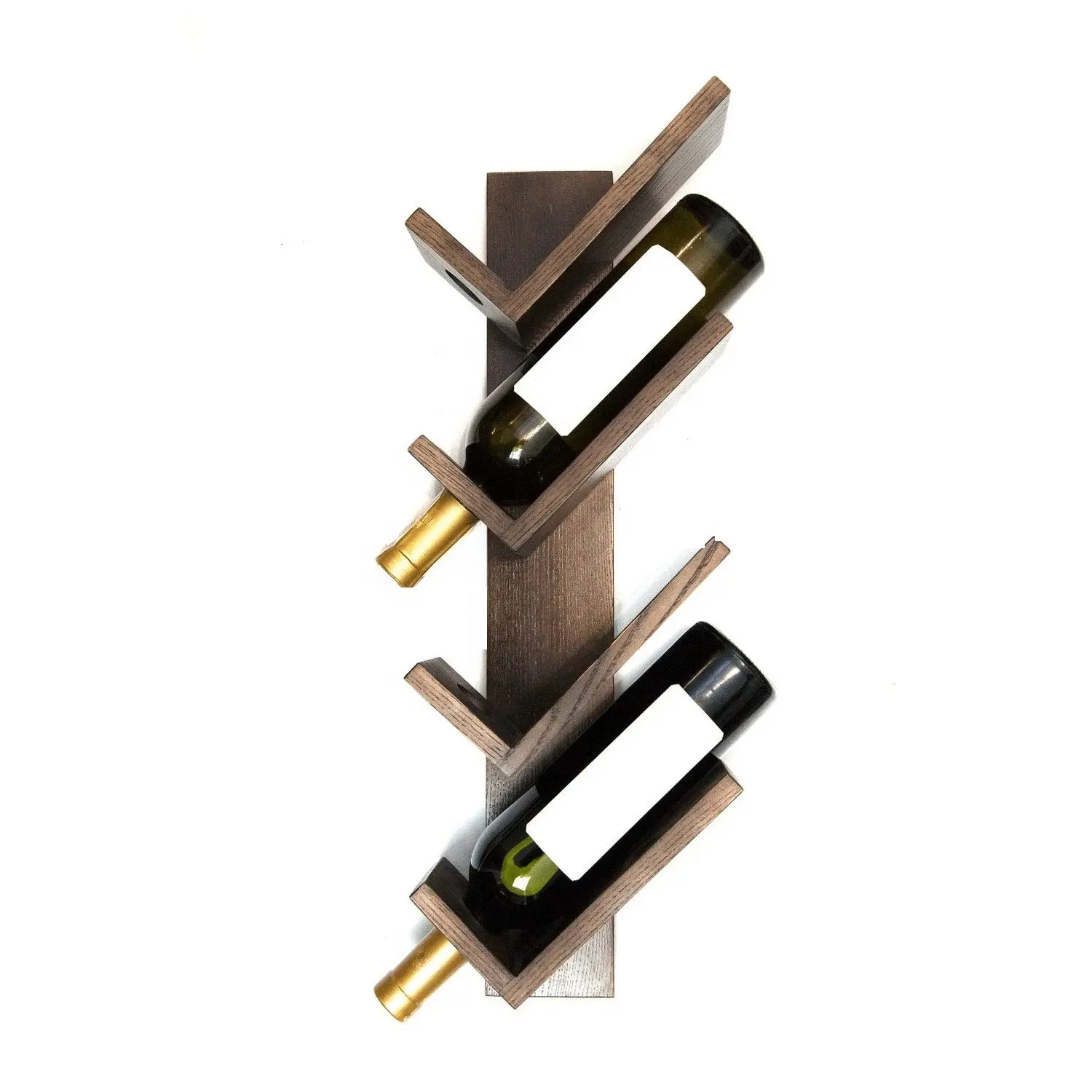 Support de stockage en bois flottant au Design personnalisé élégant, présentoir mural flottant fait à la main pour bouteilles de vin suspendues