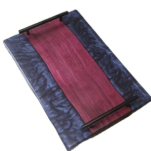 Plateau Rectangle fait main en résine incrusté de luxe plateau de service en bois et en résine pour cuisine maison hôtel avec la meilleure qualité de l'Inde - Product Image 6