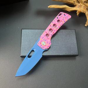 มีดพับอเนกประสงค์สีชมพูสำหรับ G10ทรงโดนัทมีด EDC แบบยุทธวิธีมีด D2ใบมีดมีความแข็งสูงเคลือบ PVD - Product Image 4