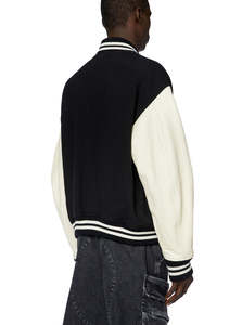 Chaquetas universitarias de talla grande para hombre, chaquetas de lona de béisbol de invierno de cuero con bordado, bloque de Color, estilo generacional acanalado - Product Image 3