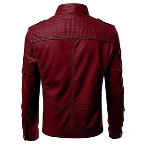 Men's Trendy <b>Winter</b> <b>Leather</b> <b>Jacket</b> with Stand Collar Windproof & Eco-Friendly Customized Design High Quality High Street Style - Product Image 3