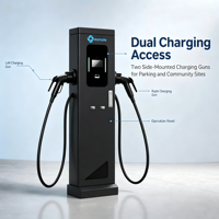 Station de recharge AC pour véhicules électriques 44 kW, double prise Type 2, fonctionnalités intelligentes, unités de charge au sol, OCPP2.0, IP55, compteur MID, écran LCD 5 pouces