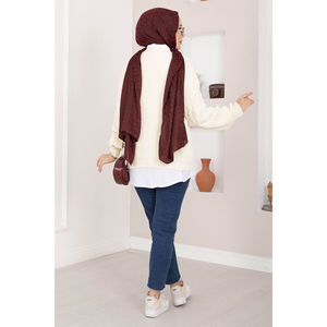 Pull en maille torsadée longue pour femme, style décontracté, imprimé rayé respirant sur le devant, idéal pour l'automne et l'hiver - Product Image 5