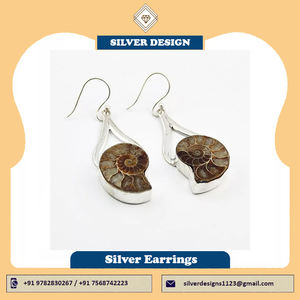 Pendientes de gota de amonita hechos a mano de Plata de Ley 925 al por mayor para mujer medio en forma de corazón para regalo - Product Image 6