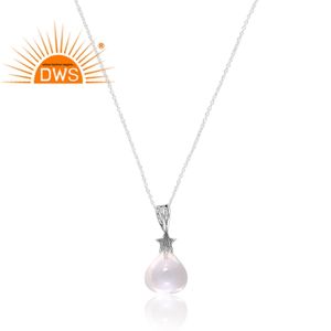 สร้อยคอจี้อัญมณีควอตซ์คริสตัลธรรมชาติเงินสเตอร์ลิงออกซิไดซ์ผลิตตามสั่ง - Product Image 2