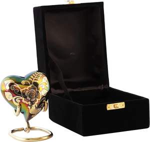 Golden Heart Keepsake <b>Urn</b> <b>for</b> <b>Human</b> & Pet <b>Ashes</b> <b>Small</b> <b>Urn</b> <b>for</b> <b>Ashes</b> with Stand Mini Heart Shape <b>Urn</b> - Product Image 2