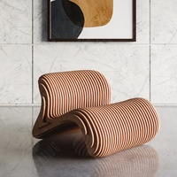 Fauteuil en bois paramétrique haut de gamme, sur mesure, à géométrie ondulée, moulé sans joint, pour modèle Villa Nook