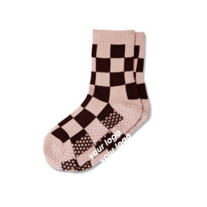 Chaussettes pour femmes, chaussettes de yoga personnalisées antidérapantes avec motif carré à carreaux, chaussettes de Pilates tricotées avec grip, ODM pour usage quotidien en studio intérieur - Product Image 6