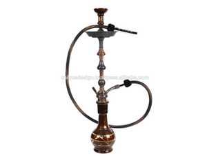 Farida Traditional Egyptian Brass Hookah Set Deep Hand Engraved Two-Level Design 6 Hookahs Per Outer Carton Glass <b>Vases</b> Luxury - Product Image 6