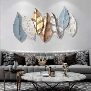 Arte de pared de metal elegante con diseño de hojas superpuestas para el hogar moderno, dormitorio, sala de estar y decoración de interiores de Hotel - Product Image 2