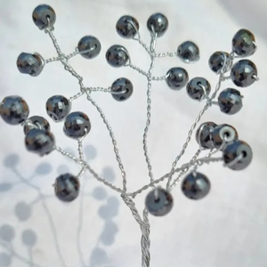 8mm Black Moissanite Loose Beads 25 Beads <b>Tree</b> Handmade with <b>Crystal</b> Stone for Jewelry Making or Bracelet Size 6 MM - Product Image 1