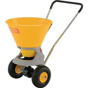 35L Yellow Plastic Spreader with Pneumatic Tires & Spreading Rate Regulator (1-4m) for Garden Supplies-CEMO - Product Image 1