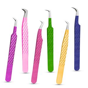 Juego de pinzas para extensiones de pestañas, material de acero inoxidable con espejo de pestañas, productos personalizados, accesorios para pestañas - Product Image 2