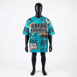 Camiseta de poliéster de alta calidad para hombre, corte holgado, color verde azulado, sublimación AOP, personalizada, 100% algodón, corte holgado, estampada. - Product Image 1