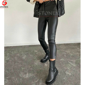 Pantalon en cuir pour femme taille haute à jambe fine en cuir véritable Meilleure vente Pantalon design sur mesure - Product Image 6