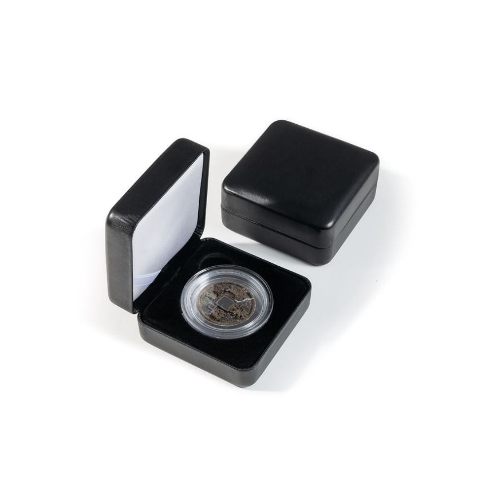 우아한 인조 가죽 코인 디스플레이 박스 매트 블랙 매직 코인 캡슐 보관 클램쉘 케이스| Alibaba.com