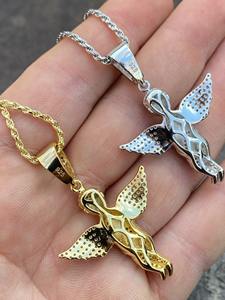 Limited Edition VVS Moissanite Diamond Iced Out Hip Hop Pendant <b>Necklace</b> With Gold Plated 925 <b>Silver</b> Praying <b>Angel</b> Bling Design - Product Image 4
