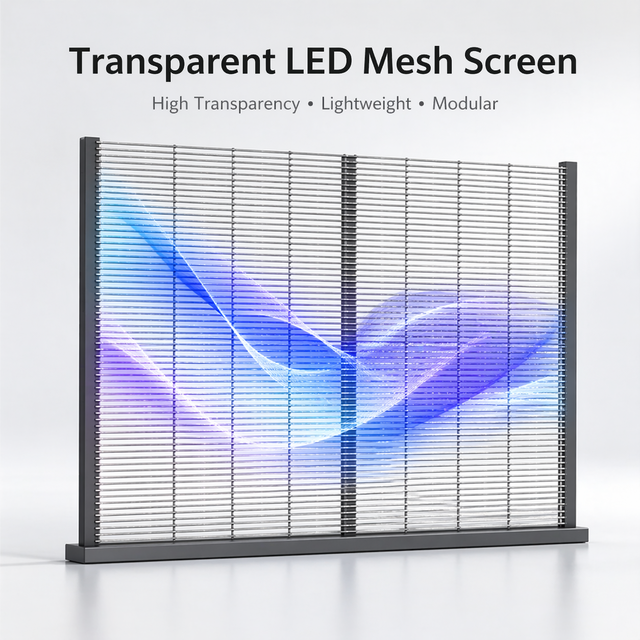 Outdoor Indoor Transparent LED Mesh Screen P3.91 P7.82 LED Grille Display for Glass Facade Retail Window Stage