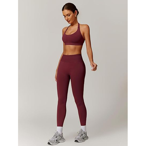 Ensembles de yoga réversibles durables 2 pièces Tissu respirant extensible dans les quatre sens Haut de sport Leggings Léger Écologique Entraînement - Product Image 3
