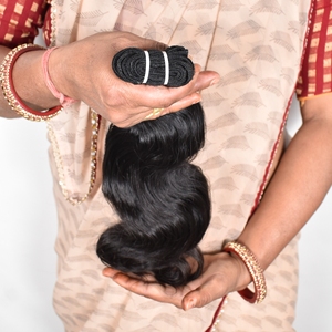 Extensions de cheveux humains vierges indiens de qualité supérieure, de 10 à 36 pouces, ondulés, longs, doux et soyeux, double trame, en stock, à vendre - Product Image 3