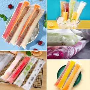 Tas cetakan es loli sekali pakai tabung Freezer dengan segel ritsleting untuk stik Yogurt cetakan es krim buah dengan corong