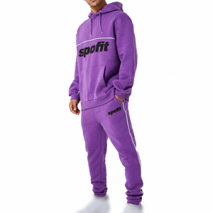 Personnalisé 220g 100% Coton Polaire Surdimensionné Solide Respirant À Capuche Jogger Ensemble Hiver Haute Qualité Survêtements Hommes 2 Pièces - Product Image 4